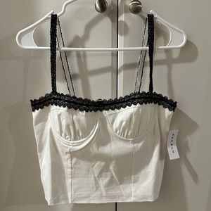 PACSUN Beverly & Beck Femme Trim Corset Tank Top, White, Medium